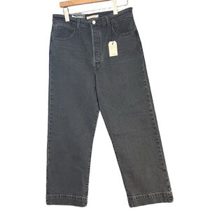 NEW! Ribcage Straight Ankle Black Wash Trouser Cut 31 W 27” L Wide Tailor Cuff